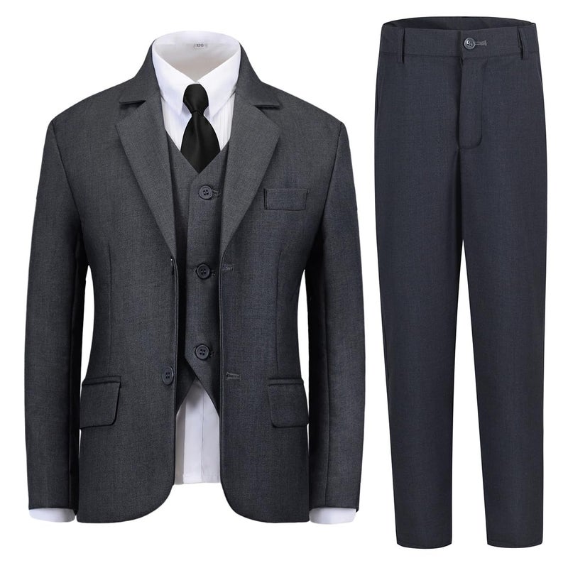 Lycody Boy Tuxedo Suits for Kids Boys Size 14 Suit Slim Fit Toddler Ring Bearer Outfit Dark Gray - Image 1